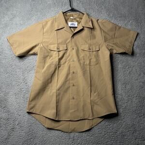 DSCP Quarterdeck Collection Shirt Men's Large Brown Short Sleeve Button Up
